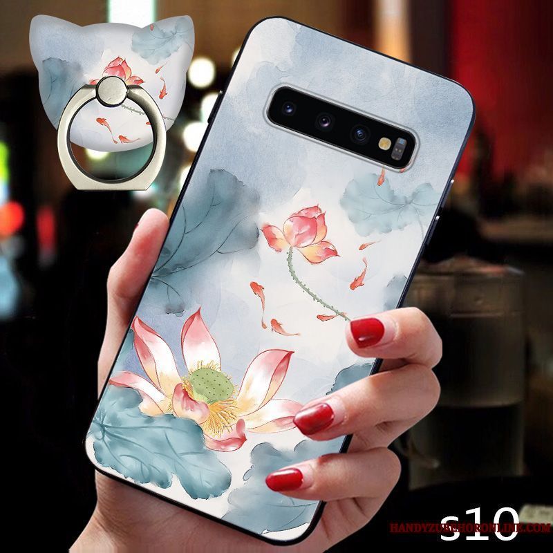 Skal Samsung Galaxy S10 Mjuk Personlighet Kinesisk Stil, Fodral Samsung Galaxy S10 Kreativa Gröntelefon