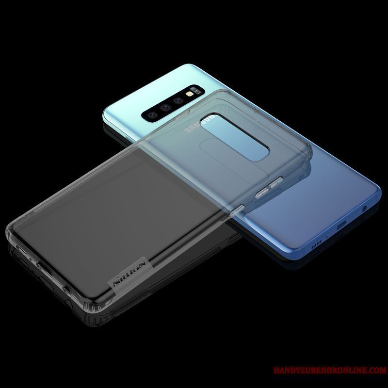 Skal Samsung Galaxy S10+ Silikon Transparenttelefon, Fodral Samsung Galaxy S10+ Skydd Vit Fallskydd