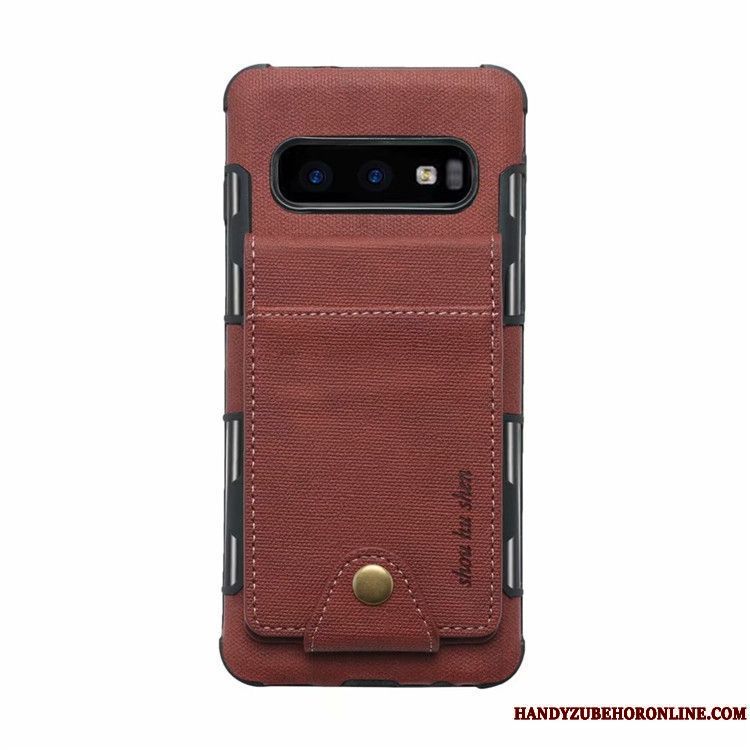 Skal Samsung Galaxy S10e Läderfodral Telefon Röd, Fodral Samsung Galaxy S10e Påsar Kort