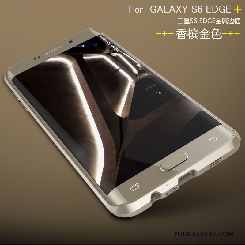 Skal Samsung Galaxy S6 Edge + Metall Silver Bakre Omslag, Fodral Samsung Galaxy S6 Edge + Skydd Frametelefon
