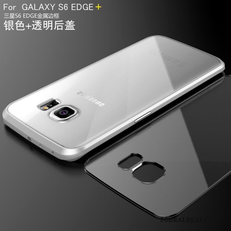 Skal Samsung Galaxy S6 Edge + Metall Silver Bakre Omslag, Fodral Samsung Galaxy S6 Edge + Skydd Frametelefon