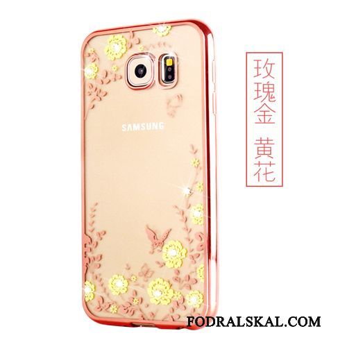 Skal Samsung Galaxy S6 Edge + Mjuk Guldtelefon, Fodral Samsung Galaxy S6 Edge + Silikon Ring