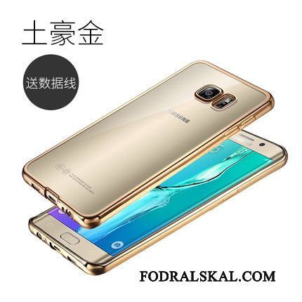 Skal Samsung Galaxy S6 Edge + Mjuk Slimtelefon, Fodral Samsung Galaxy S6 Edge + Silikon Guld Transparent