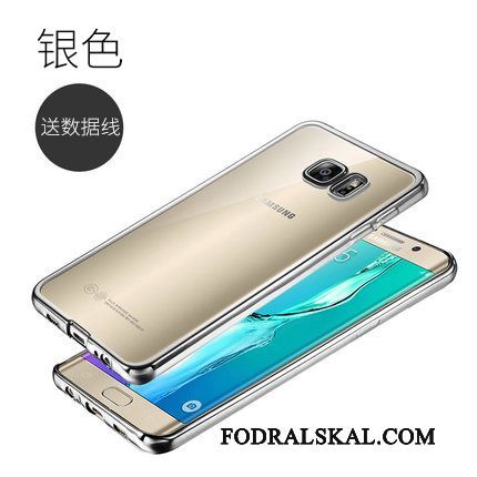 Skal Samsung Galaxy S6 Edge + Mjuk Slimtelefon, Fodral Samsung Galaxy S6 Edge + Silikon Guld Transparent