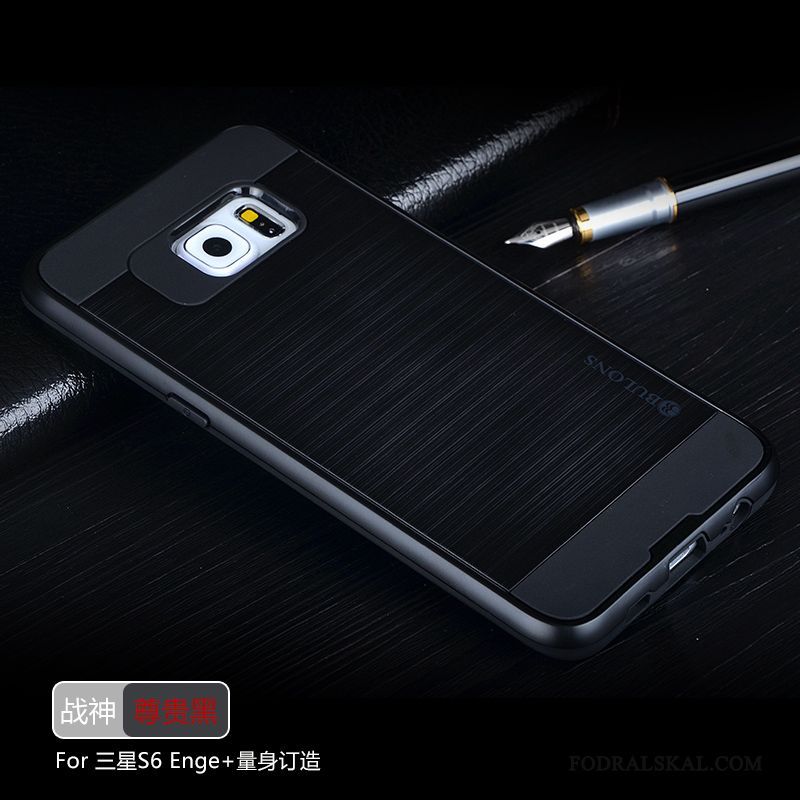 Skal Samsung Galaxy S6 Edge + Silikon Fallskyddtelefon, Fodral Samsung Galaxy S6 Edge + Skydd Silver Grå