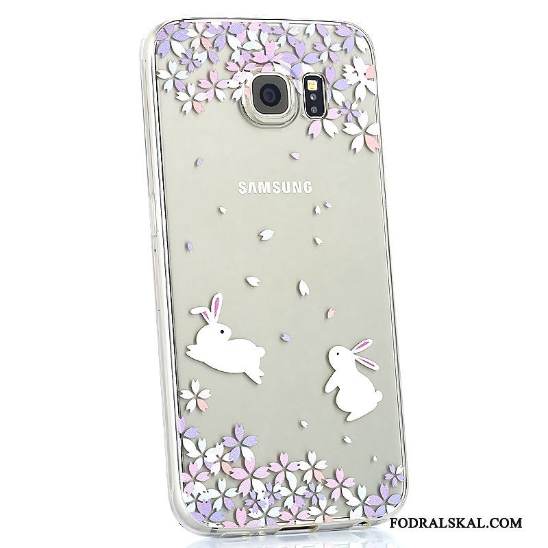 Skal Samsung Galaxy S6 Silikon Fallskydd Vit, Fodral Samsung Galaxy S6 Tecknat Personlighet Transparent