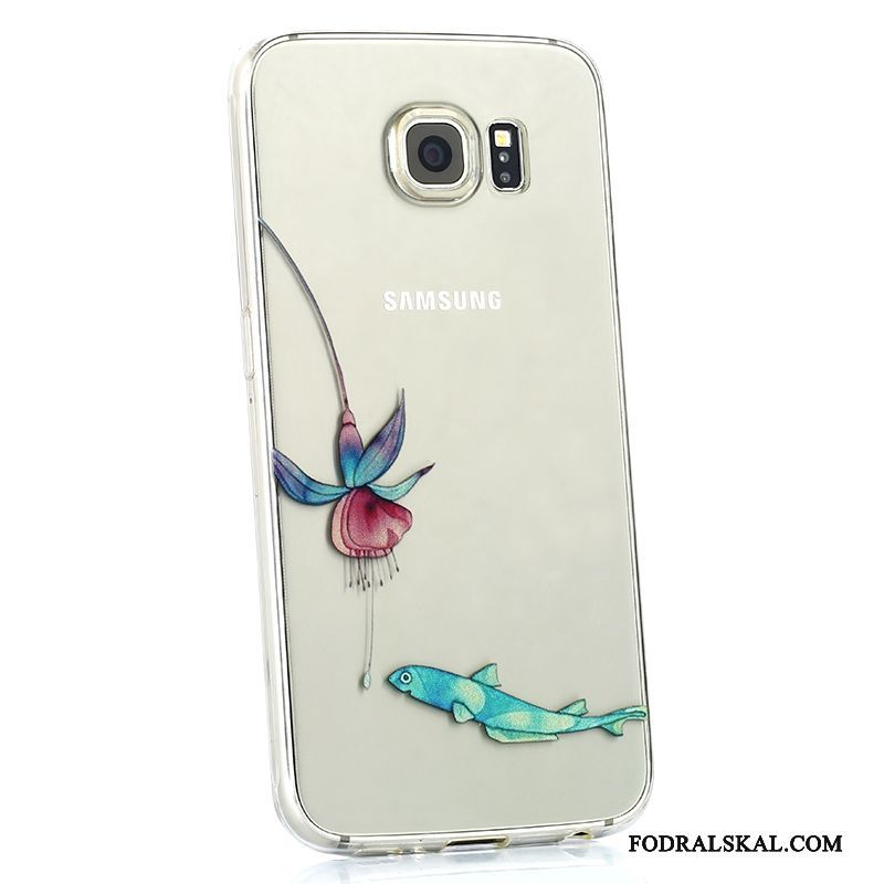 Skal Samsung Galaxy S6 Silikon Fallskydd Vit, Fodral Samsung Galaxy S6 Tecknat Personlighet Transparent