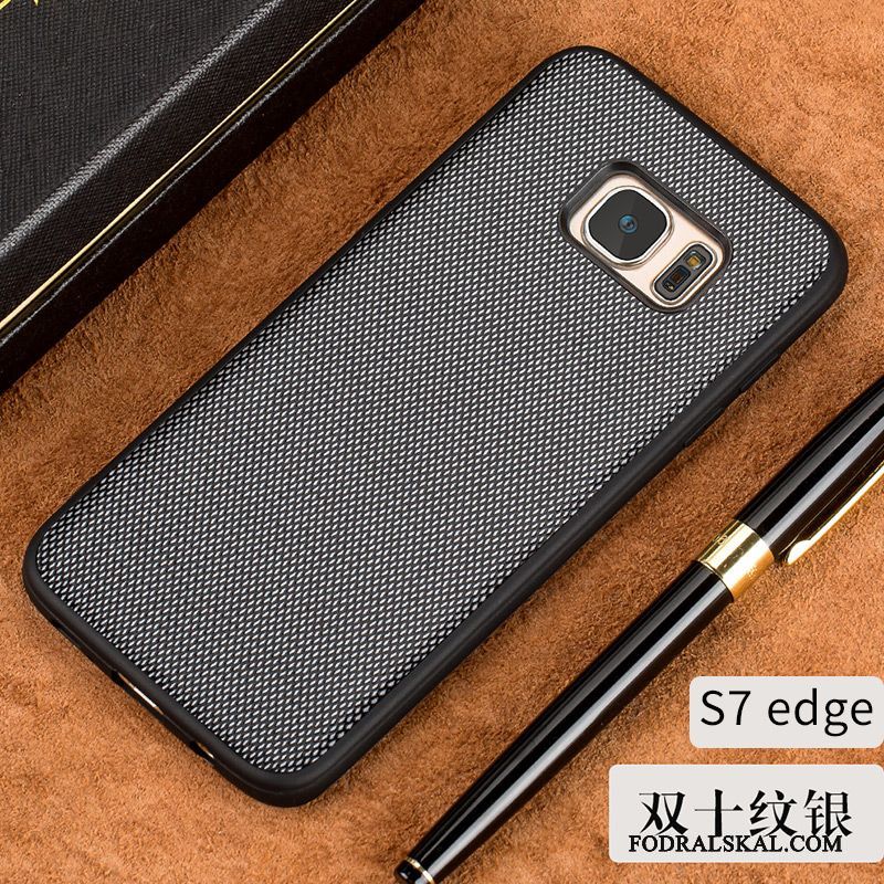 Skal Samsung Galaxy S7 Edge Läder Silvertelefon, Fodral Samsung Galaxy S7 Edge Lyxiga Tunn Hård
