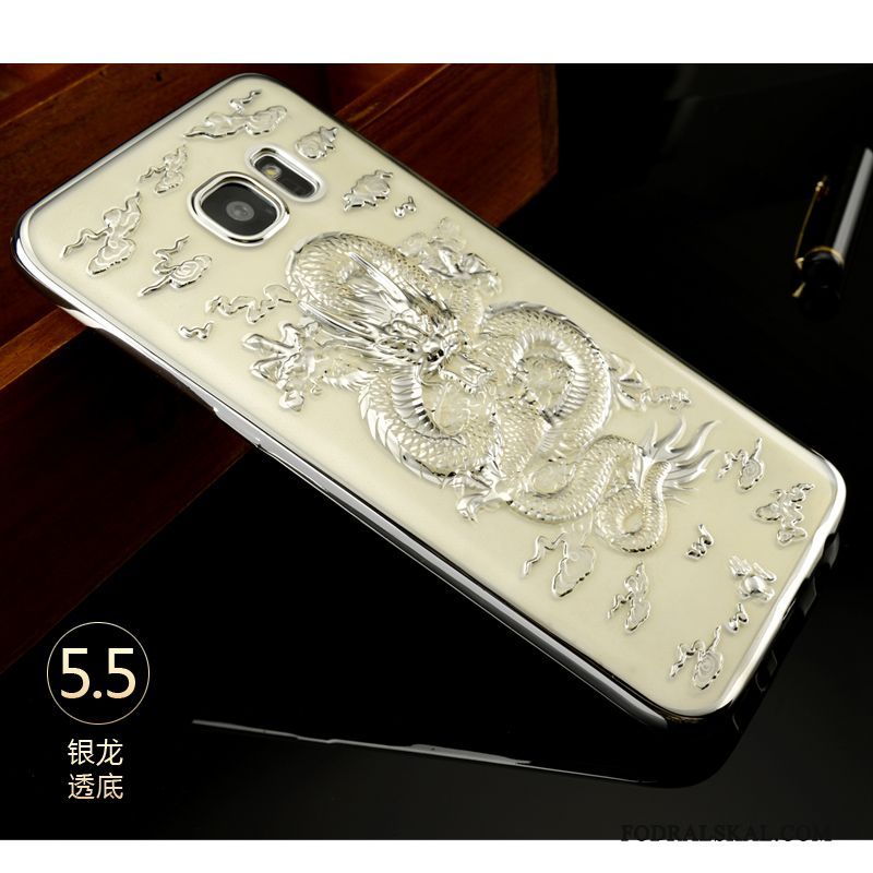 Skal Samsung Galaxy S7 Edge Lättnad Kinesisk Draketelefon, Fodral Samsung Galaxy S7 Edge Skydd Svart Guld