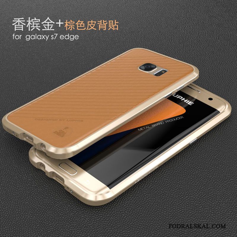 Skal Samsung Galaxy S7 Edge Metall Vit Fallskydd, Fodral Samsung Galaxy S7 Edge Skydd Silvertelefon