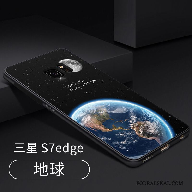 Skal Samsung Galaxy S7 Edge Silikon Fallskydd Svart, Fodral Samsung Galaxy S7 Edge Mjuk Hängsmyckentelefon