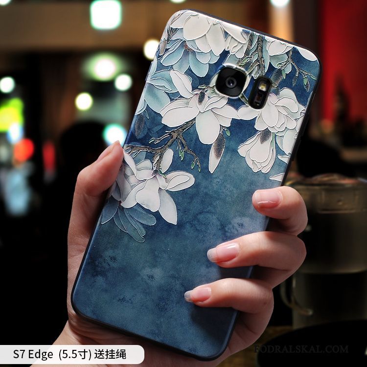 Skal Samsung Galaxy S7 Edge Silikon Mörkblå Personlighet, Fodral Samsung Galaxy S7 Edge Kreativa Hängsmyckentelefon