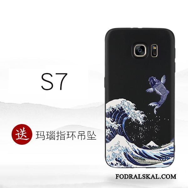 Skal Samsung Galaxy S7 Kreativa Personlighet Svart, Fodral Samsung Galaxy S7 Silikon Telefon