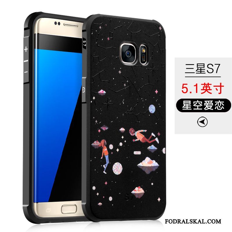 Skal Samsung Galaxy S7 Mjuk Fallskyddtelefon, Fodral Samsung Galaxy S7 Skydd Svart