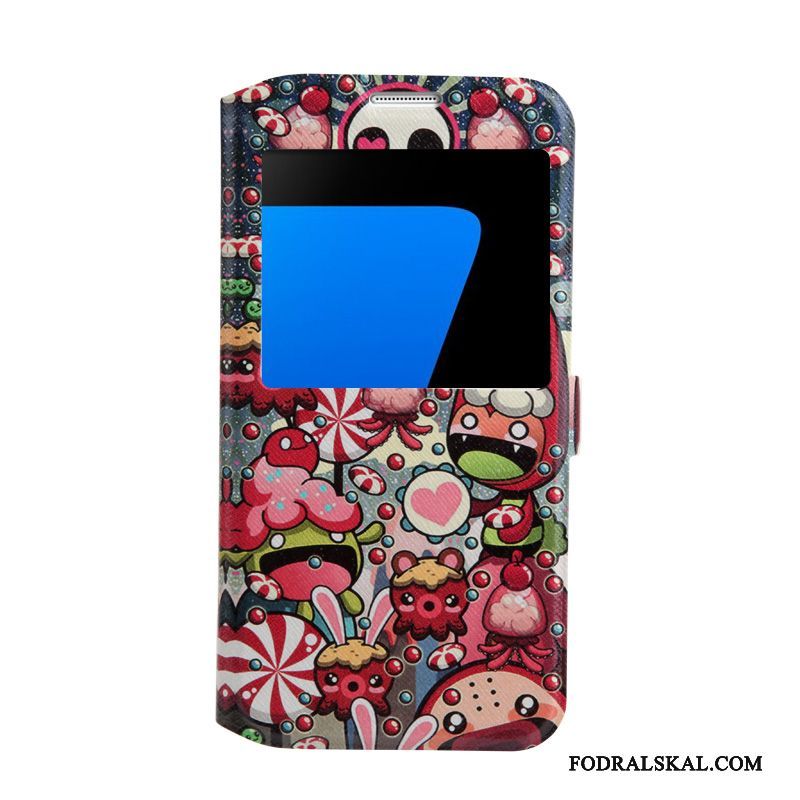 Skal Samsung Galaxy S7 Målade Rosa Öppna Fönstret, Fodral Samsung Galaxy S7 Support Telefon