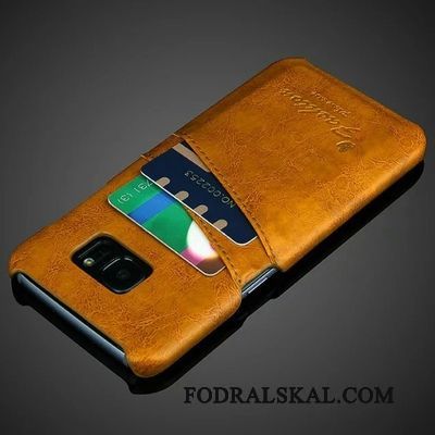 Skal Samsung Galaxy S7 Skydd Korttelefon, Fodral Samsung Galaxy S7 Läder Svart Orange