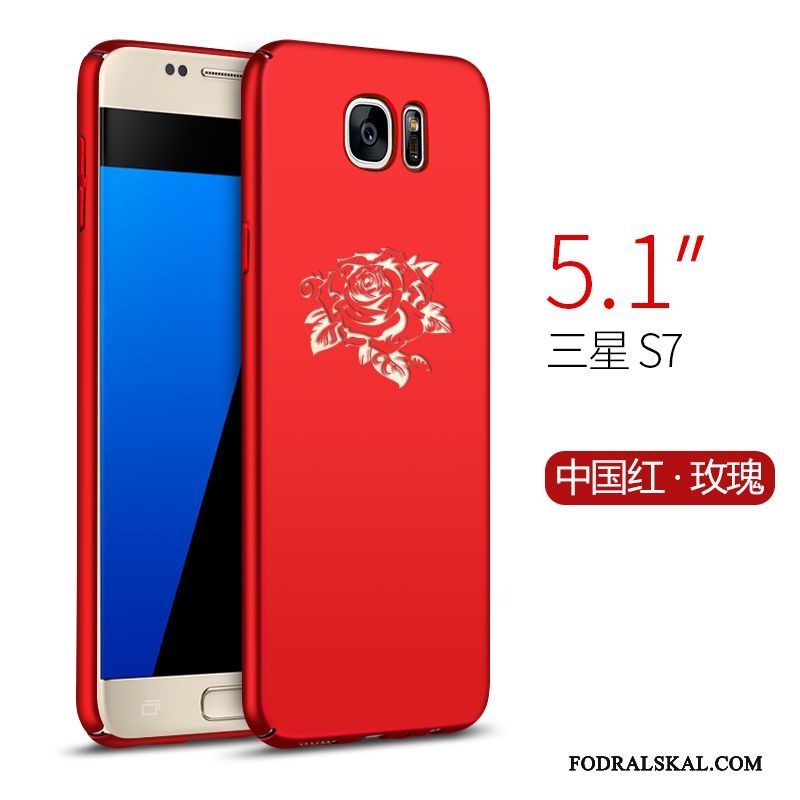 Skal Samsung Galaxy S7 Skydd Trend Nubuck, Fodral Samsung Galaxy S7 Telefon Röd
