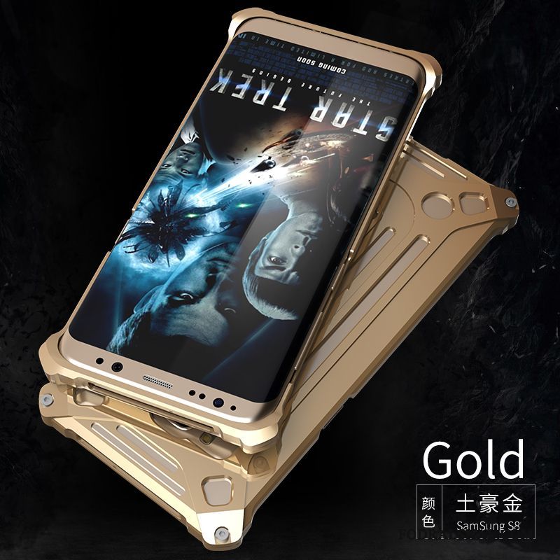 Skal Samsung Galaxy S8+ Metall Guld Fallskydd, Fodral Samsung Galaxy S8+ Skydd Hård Cool