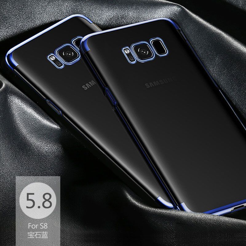 Skal Samsung Galaxy S8 Mjuk Fallskydd Tunn, Fodral Samsung Galaxy S8 Silikon Mörkblå Transparent
