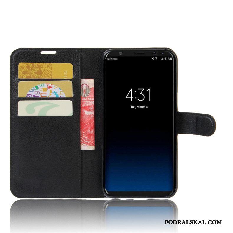 Skal Samsung Galaxy S8 Support Kort Svart, Fodral Samsung Galaxy S8 Läderfodral Telefon