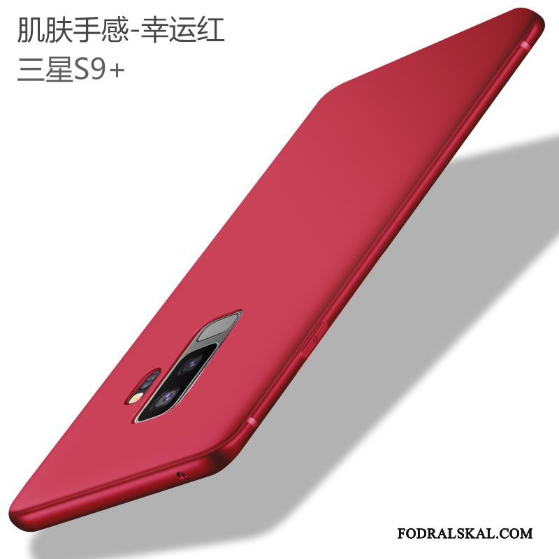 Skal Samsung Galaxy S9+ Silikon Fallskydd Röd, Fodral Samsung Galaxy S9+ Mjuk Nubucktelefon
