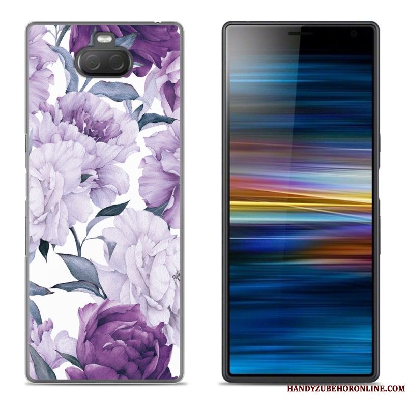 Skal Sony Xperia 10 Plus Kreativa Telefon Blommor, Fodral Sony Xperia 10 Plus Silikon Purpur