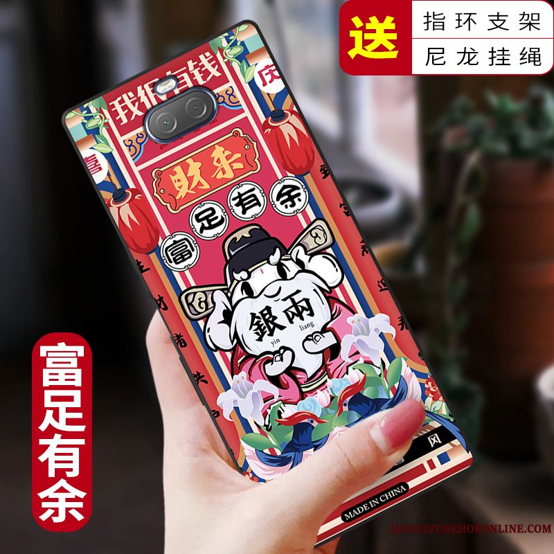 Skal Sony Xperia 10 Plus Påsar Kinesisk Stil Röd, Fodral Sony Xperia 10 Plus Kreativa Telefon Personlighet