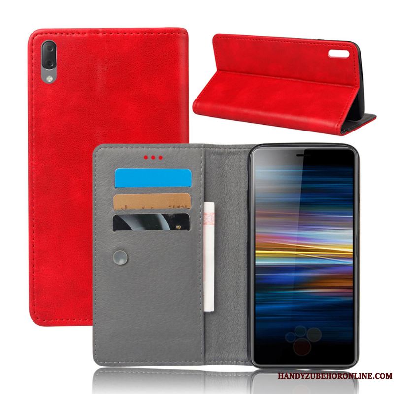 Skal Sony Xperia L3 Påsar Telefon Kvalitet, Fodral Sony Xperia L3 Läder Röd