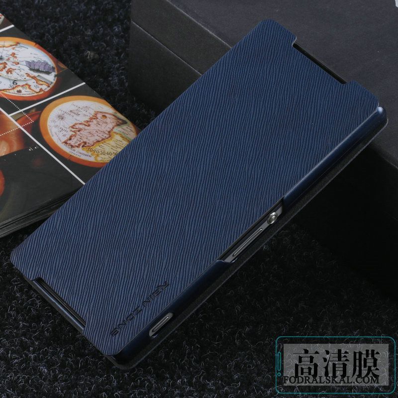 Skal Sony Xperia Z2 Täcka Telefon Fallskydd, Fodral Sony Xperia Z2 Läderfodral Business Mörkblå