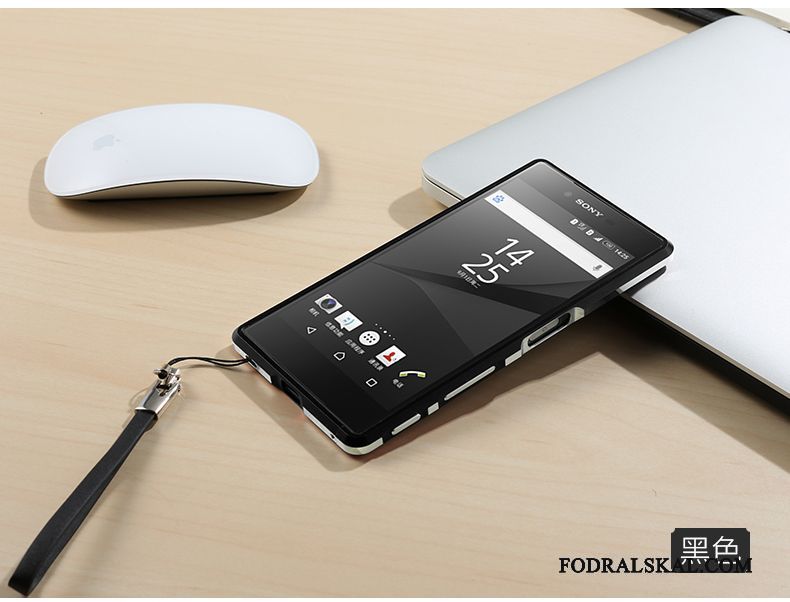 Skal Sony Xperia Z5 Metall Blå Frame, Fodral Sony Xperia Z5 Skydd Telefon