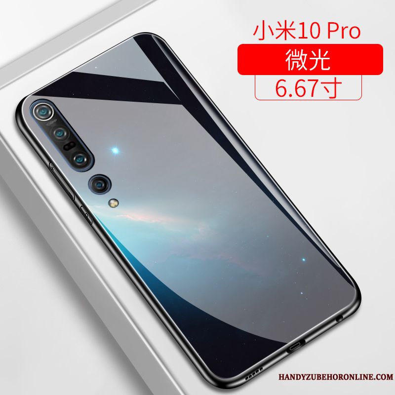 Skal Xiaomi Mi 10 Pro Skydd Blå Spegel, Fodral Xiaomi Mi 10 Pro Silikon Stjärna Fallskydd