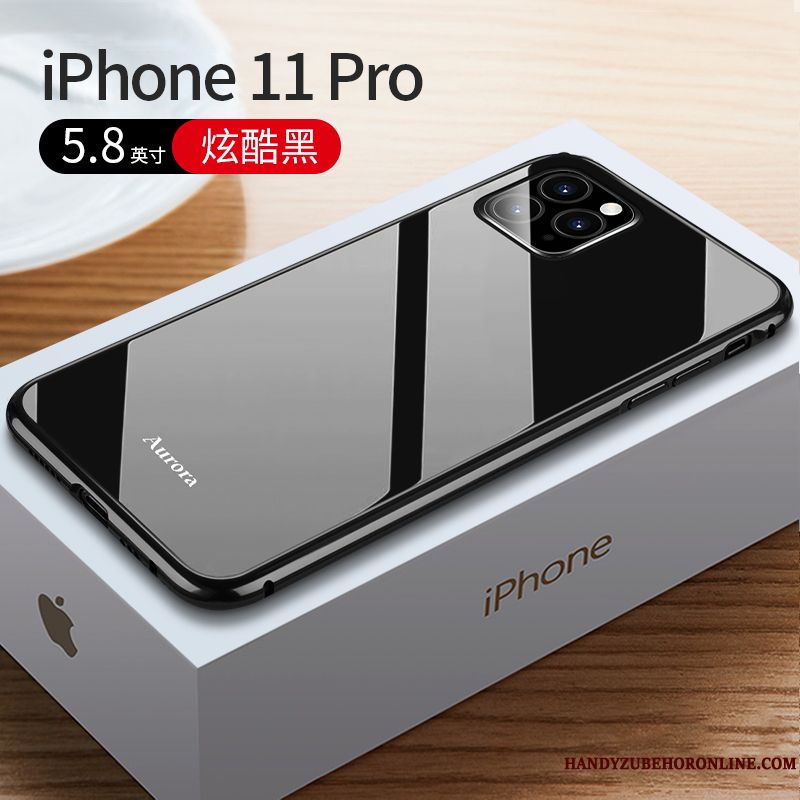 Skal iPhone 11 Pro Max Skydd Fallskyddtelefon, Fodral iPhone 11 Pro Max Metall Net Red Frame