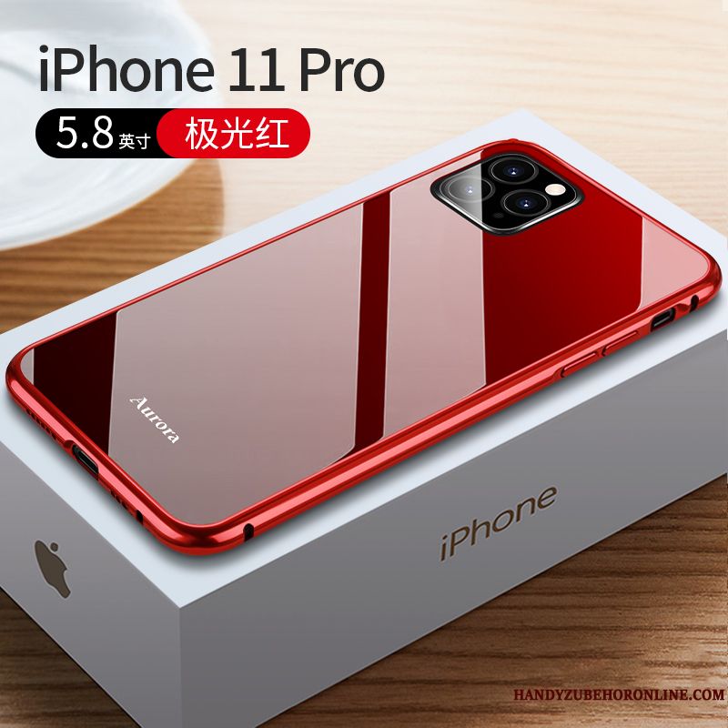 Skal iPhone 11 Pro Metall Frame Slim, Fodral iPhone 11 Pro Skydd Net Red Röd