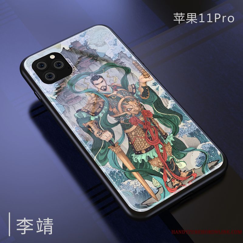Skal iPhone 11 Pro Silikon Telefon Kinesisk Stil, Fodral iPhone 11 Pro Skydd Glas Trend Varumärke