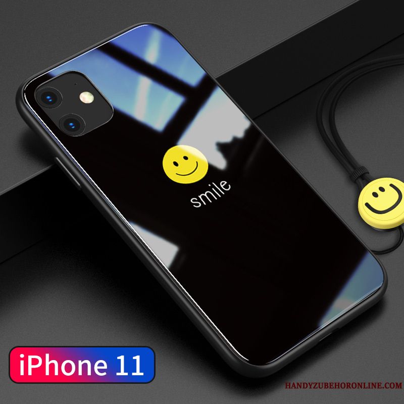 Skal iPhone 11 Tecknat Smiley Par, Fodral iPhone 11 Påsar Vit Glas