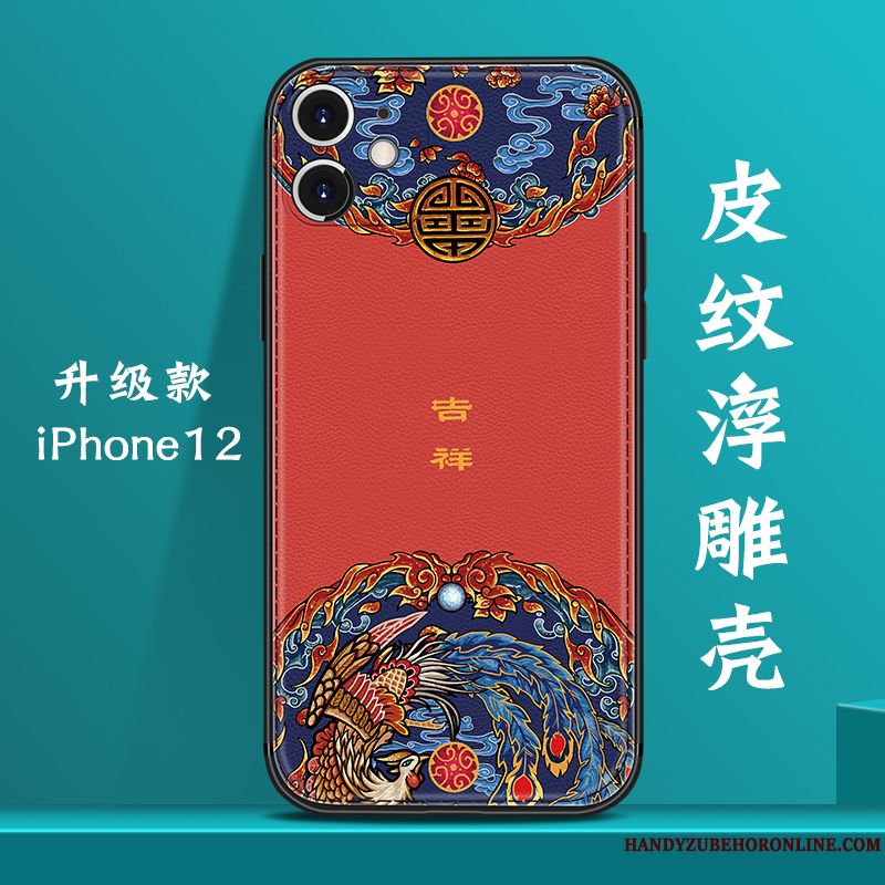 Skal iPhone 12 Kreativa Kinesisk Stil Blå, Fodral iPhone 12 Påsar Telefon Vind