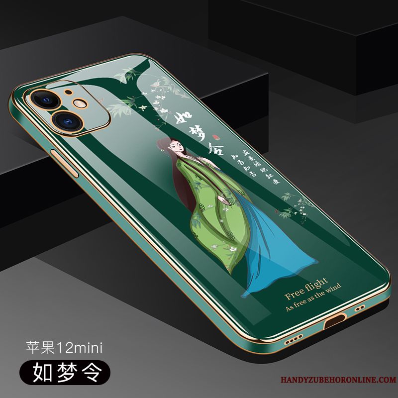 Skal iPhone 12 Mini Silikon Slim Transparent, Fodral iPhone 12 Mini Påsar Telefon Grön