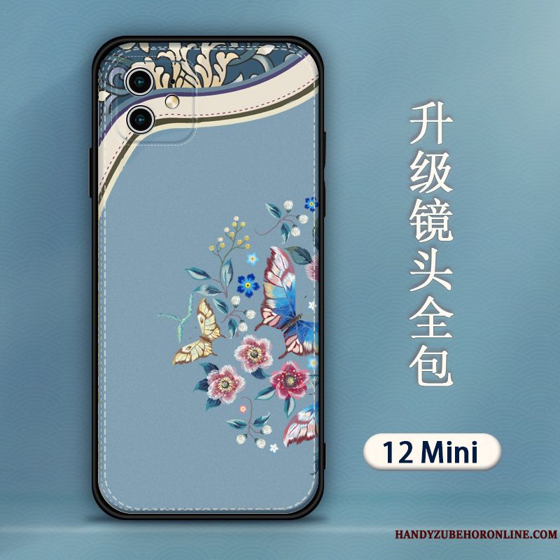 Skal iPhone 12 Mini Skydd Broderi Kinesisk Stil, Fodral iPhone 12 Mini Silikon Mönster Hängsmycken