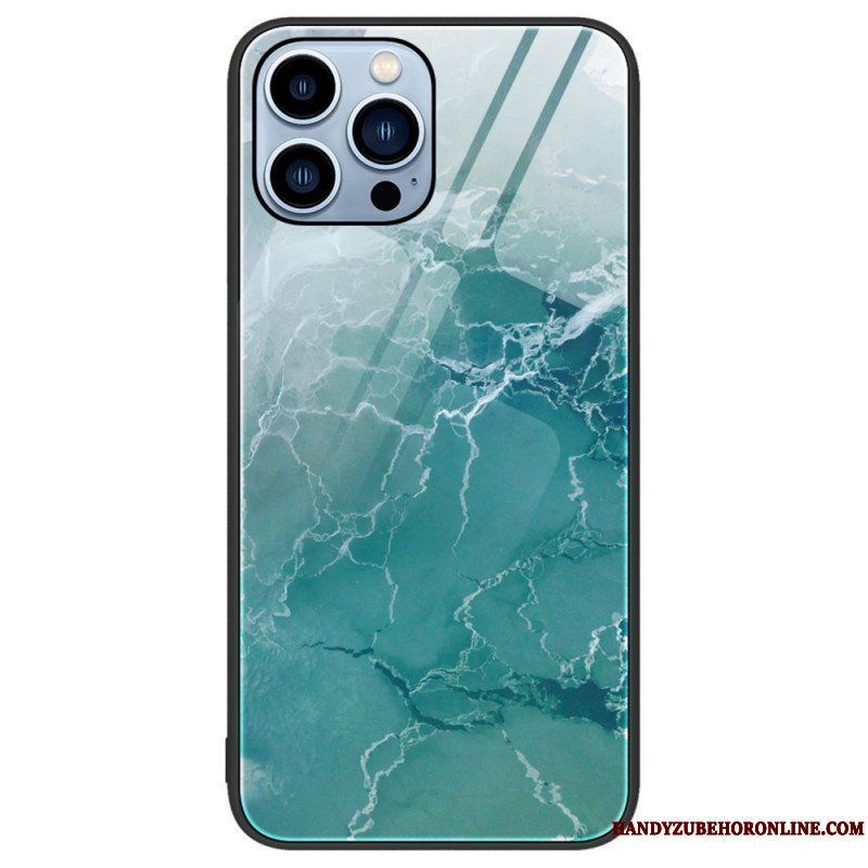 Skal iPhone 14 Pro Marmorfärger Härdat Glas