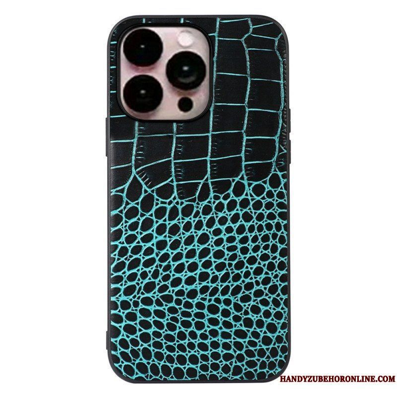 Skal iPhone 14 Pro Max Äkta Crocodile Texture Läder
