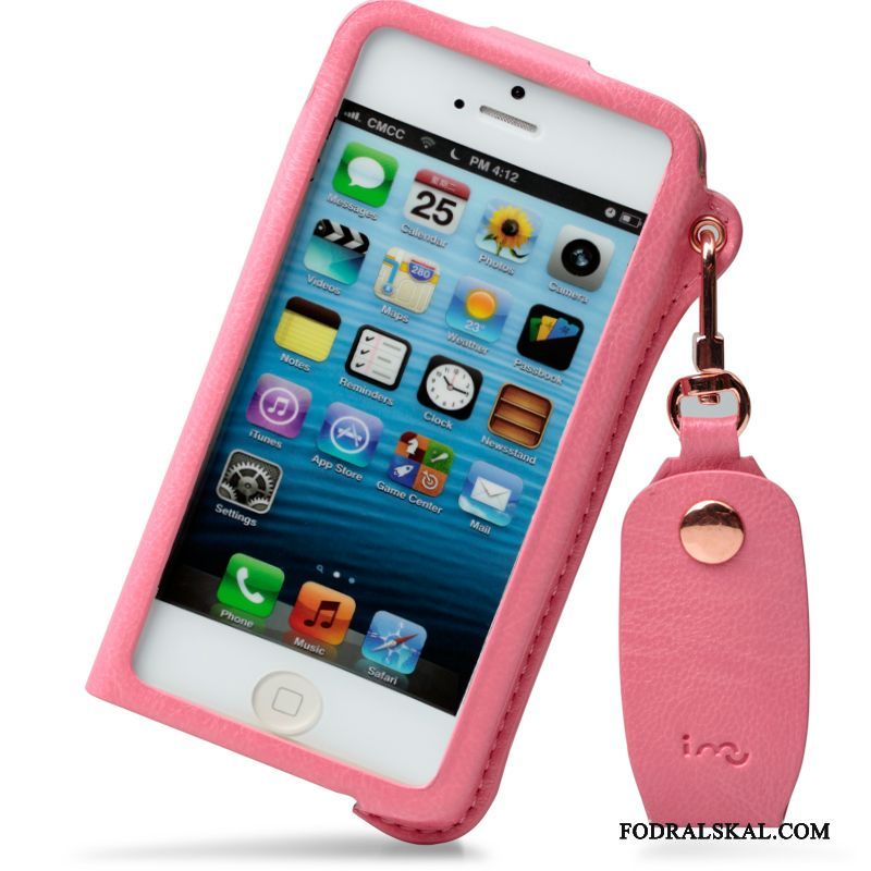 Skal iPhone 5/5s Läderfodral Rosa Slim, Fodral iPhone 5/5s Skydd