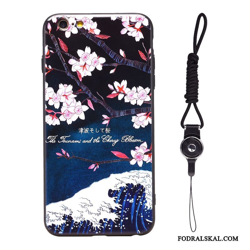 Skal iPhone 6/6s Färg Hängsmycken Japansk, Fodral iPhone 6/6s Retro Havsvågor Cherry