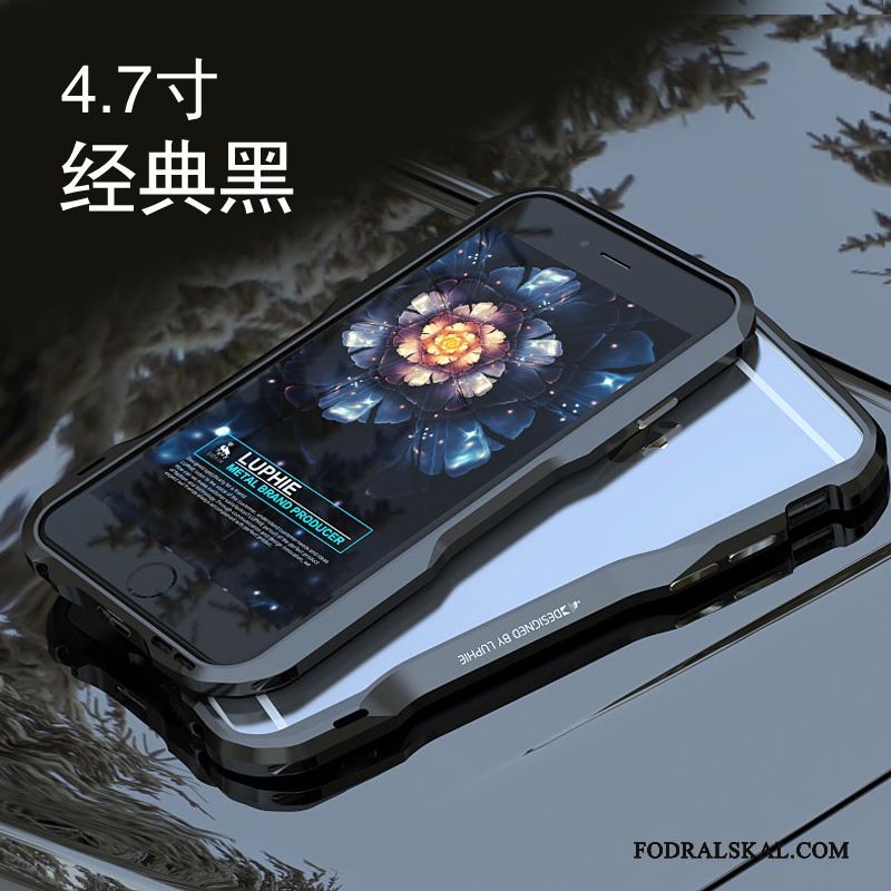 Skal iPhone 6/6s Kreativa Frame Röd, Fodral iPhone 6/6s Metall Fallskydd Personlighet