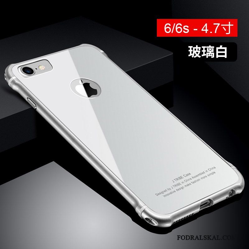 Skal iPhone 6/6s Plus Metall Glas Röd, Fodral iPhone 6/6s Plus Telefon Trend