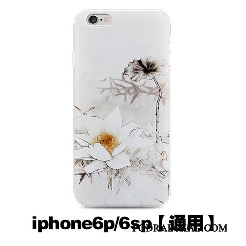 Skal iPhone 6/6s Plus Mjuk Kinesisk Stil Vit, Fodral iPhone 6/6s Plus Skydd Fallskyddtelefon