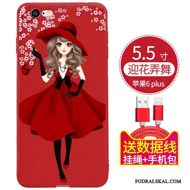 Skal iPhone 6/6s Plus Silikon Svart Röd, Fodral iPhone 6/6s Plus Mjuk Fallskyddtelefon
