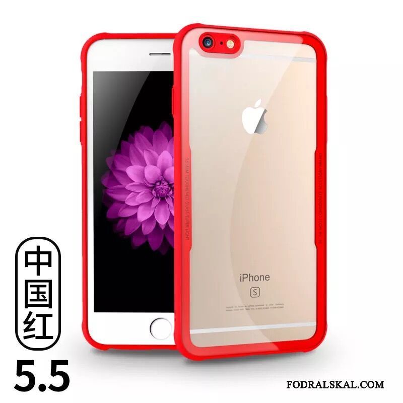 Skal iPhone 6/6s Plus Skydd Vit Härdat Glas, Fodral iPhone 6/6s Plus Transparent Fallskydd