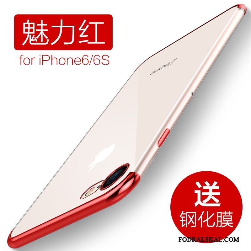 Skal iPhone 6/6s Silikon Slim Ny, Fodral iPhone 6/6s Mjuk Röd Transparent