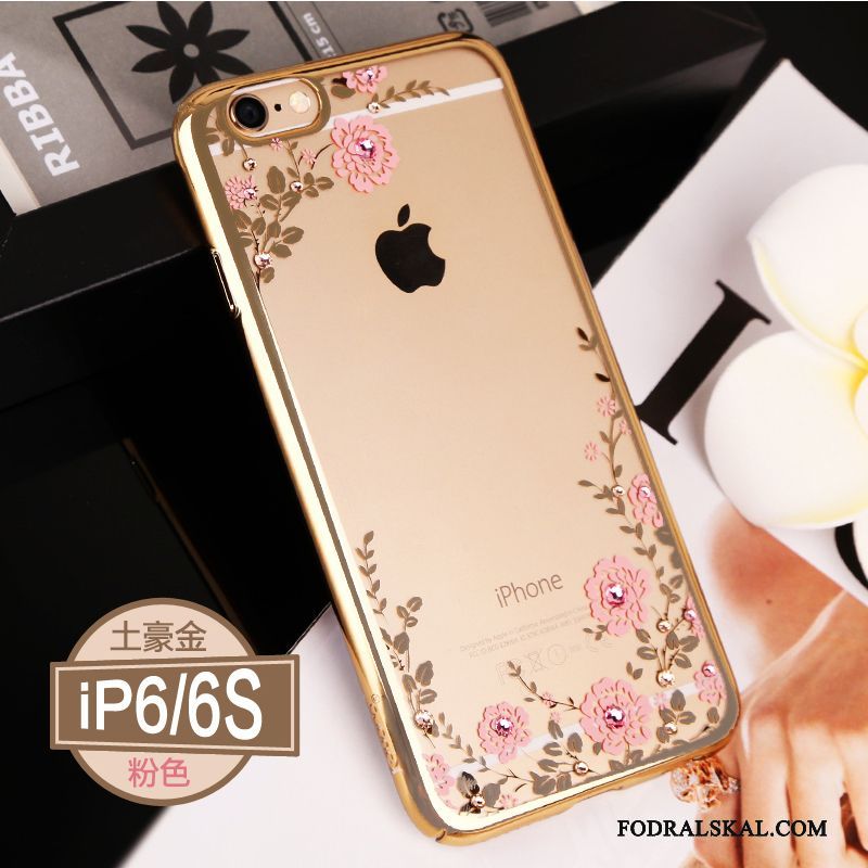 Skal iPhone 6/6s Strass Rosa Transparent, Fodral iPhone 6/6s Påsar Elegant Guld