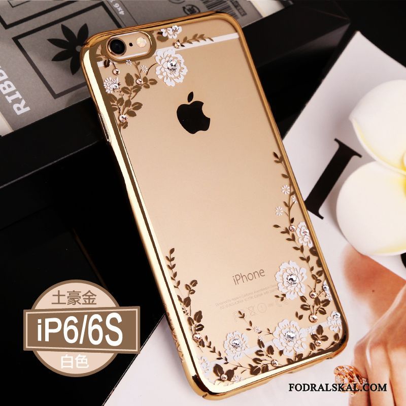 Skal iPhone 6/6s Strass Rosa Transparent, Fodral iPhone 6/6s Påsar Elegant Guld